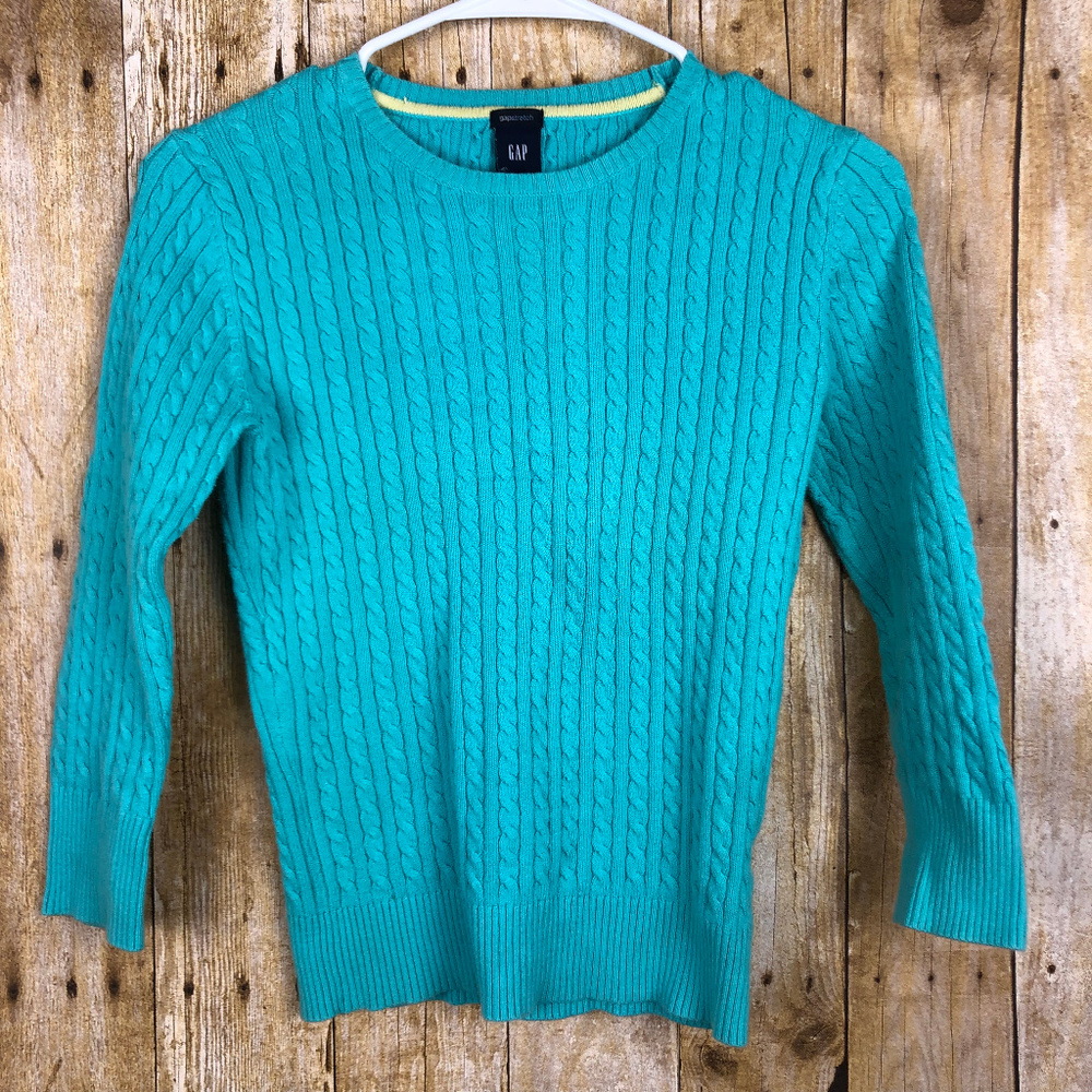 Gap 3/4 Sleeve Cableknit Stretch Sweater